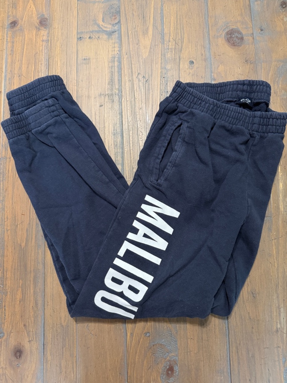 John Galt Malibu Navy Blue Sweatpants with White Side Logo